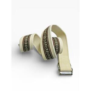 Posey Adjustable Woven Canvas Belt Retro Southwestern Beige Brown Black Cali New